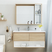 北欧简约洗脸洗手池，面盆浴柜组合实木浴室柜，挂墙式卫生间洗漱台