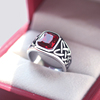 复古个性时尚红宝石男士钛钢，戒指ins小众指环，饰品女款花纹高级感