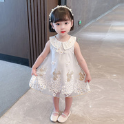女童夏季连衣裙2022儿童女宝宝韩版洋气超仙娃娃领孔雀公主裙