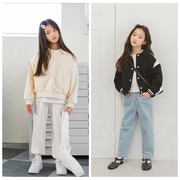 110-160韩系女童两色拼色小翻领外套