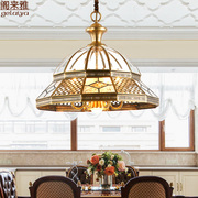 美式餐厅灯具创意吊灯欧式饭厅吧台休闲区装饰灯复古焊锡全铜灯饰