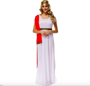 神王宙斯雅典娜白色女神服装 万圣节成人cos服长裙 希腊女神服装