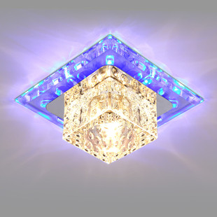 led水晶方形过道灯走廊灯，七彩筒灯射灯天花玄关灯客厅嵌入吸顶灯