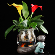 绿萝花盆玻璃瓶创意陶瓷水培植物禅意小容器插花花器桌面装饰摆件