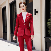 红色西装外套女秋季2023高端ol气质正装，套装西服上衣工作服女