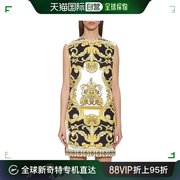 香港直邮VERSACE 女士巴洛克图案V领无袖连衣裙 A80766-6847-7008