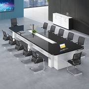 办公家具大型白色烤漆会议桌条桌会议室接待洽谈桌椅组合简约现代