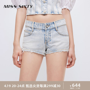 Miss Sixty2023夏季牛仔短裤女低腰热裤简约超短性感辣妹风
