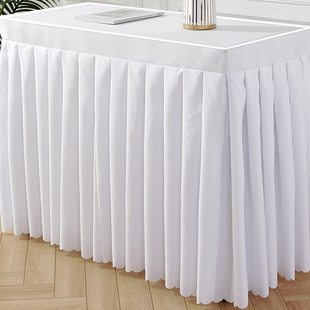 白色长条会议桌桌布长方形会议室，桌裙定制桌套罩台布桌罩桌套高档