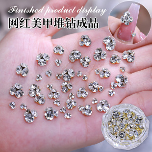 20颗网红美甲钻堆钻成品，超闪银色透明水钻饰品，指甲钻石堆堆钻