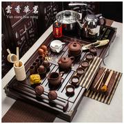 茶具套装整套陶瓷汝窑，冰裂紫砂功夫茶杯四合一电磁炉实木茶盘茶道