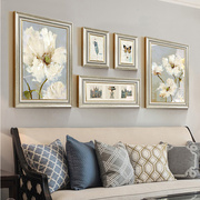 美式油画挂画客厅沙发背景墙装饰画美轻奢软装花卉组合欧式壁画