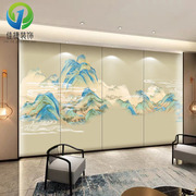 新中式简约硬包背景墙软包刺绣硬包酒店客厅沙发电视床头背景墙