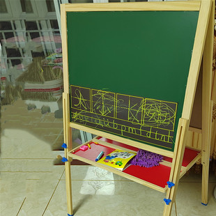 免安装折叠画板木制儿童画画小黑板双面实木磁性面板