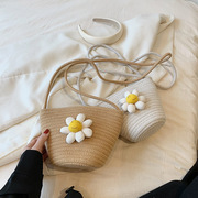 时尚编织花朵包包单肩小水桶，包斜挎洋气女包夏天小手机包