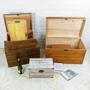 木质收纳箱复古实木，箱子大号长方形家用定制带锁储物箱整理小木箱