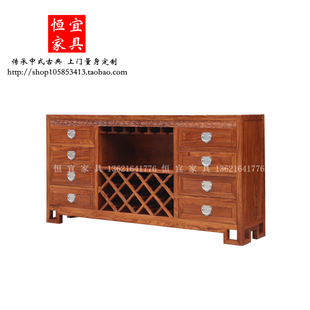 新中式刺猬紫檀多功能酒柜，实木家具苏梨红木，餐边柜花梨木储物柜
