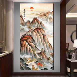 有山无水靠山图泰山日出挂画入门玄关风景自粘办公室客厅定制yb2