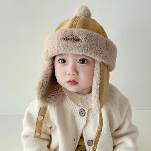 秋冬季宝宝保暖帽子儿童雷锋帽套头护耳帽男女瓜皮加绒加厚地主帽