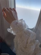 韩国东大门加绒白色衬衫蕾丝灯笼泡泡袖套头娃娃衫上衣丝绒连衣裙