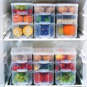 冰箱保鲜收纳盒放鸡蛋面条的储物盒多层速冻饺子，托盘长方形食物盒