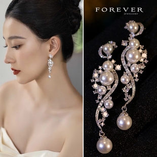 日韩系新娘耳环女轻奢复古优雅小众设计感婚礼耳饰法式珠小众耳钉