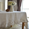 欧式法式ins白色麻色棉，苎麻荷叶边餐桌布艺，茶几布台布盖布料装饰