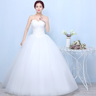 婚纱礼服2021新娘抹胸齐地韩式简约影楼修身大码显瘦冬季女