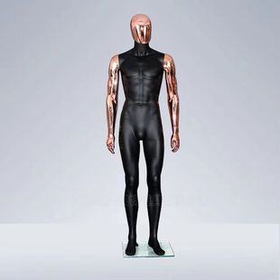 电镀男模特假人腿模展示衣模全身抽象服装店，模特高档底座橱窗道具