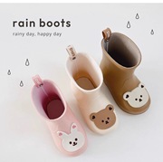 日系卡通可爱小熊短筒儿童宝宝雨鞋2岁3岁踩水鞋卡其米色粉色雨靴