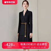 黑色长袖连衣裙女秋季2023高级感气质职业前台工作服工装裙子