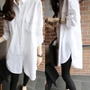 2024春季衬衫女白色中长款韩版宽松显瘦bf风大版纯棉大码长袖衬衣