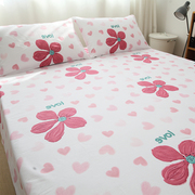 花和爱心纯棉床笠单件全棉床罩床垫保护罩2023单人床单四件套
