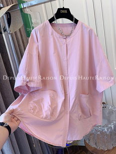 DHR 超好看新中式盘扣短袖衬衫棉布宽松上衣女设计感小众夏装