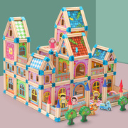 儿童木质拼图立体3d模型玩具，积木层层叠，手工diy礼物拼插装小房屋