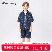 discovery男童夏季牛仔，套装薄款儿童短袖2024中大童夏装洋气