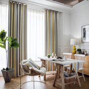 北欧ins风地中海条纹客厅卧室落地窗帘成品简约现代加厚布料