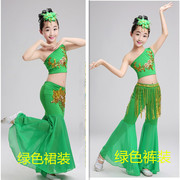 六一儿童五彩梦少儿现代舞蹈表演服傣族舞蹈孔雀舞演出服装蓬蓬裙