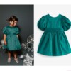 英国NEXT童装 24夏女童女宝宝蓝绿色华丽伴娘服泡泡袖连衣裙 洋装