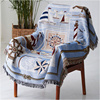 地中海风格布艺单双人(单双人)沙发巾盖布四季沙发垫套罩全包沙发毯子蓝色