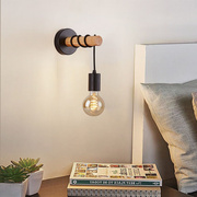 现代简约复古壁灯卧室客厅床头灯创意个铁艺木艺壁灯楼梯灯白色欧