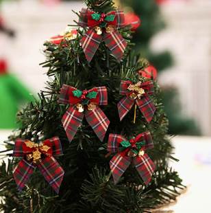 圣诞蝴蝶结带铁铃铛圣诞，圣诞花环圣诞树装饰用品l23