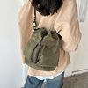 ins韩式斜跨手提水桶包上班(包上班)学生通勤休闲个性百搭时尚抽绳帆布包