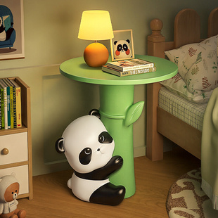 卡通熊猫床头柜可爱卧室替代置物架小型茶几奶油风创意儿童床边柜