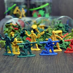 儿童二战小兵人士兵，玩具模型套装塑料军事打仗小人武器沙盘场景