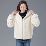 2019年羊剪绒大衣皮毛一体，颗粒羊羔毛绒皮草外套，女冬季短款韩版潮