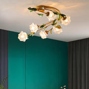法式吸顶灯现代简约欧式卧室餐厅创意田园花朵，房间灯美式复古灯具