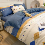 欧莉斯床上被套四件套纯棉被罩床单简约北欧风全棉床品套件1 5米