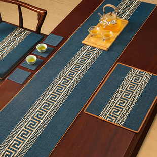 桌旗中式新中式茶台布艺，长条简约现代茶席，防水茶桌布茶旗垫布定制