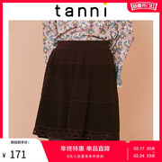 tanni女下装尼龙纱线，镂空设计针织半身，短裙子商场同款ti31kn043a